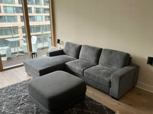 Grey L-shaped Sofa in Excellent Condition