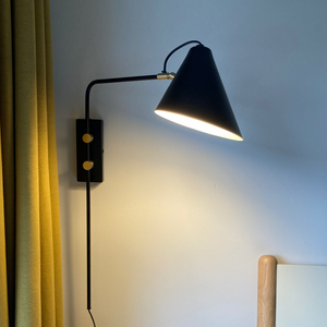 Pair of House Doctor Black Brass Single Arm Club Wall Lights Danish Contemporary Design