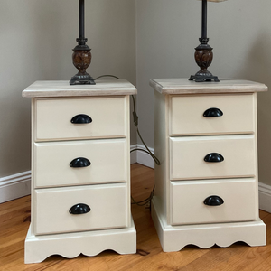 pair of solid bedside lockers 