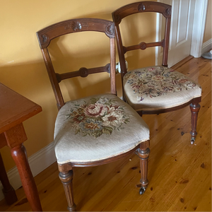 Antique Needlepoint Parlor Chairs