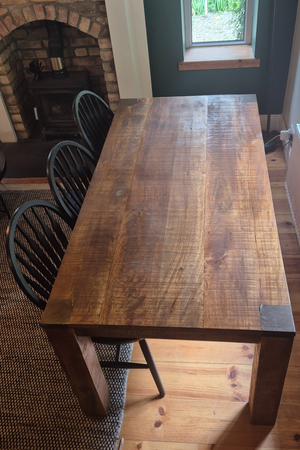 Solid Mango Wood Dining Table with pressed tin detail (6 - 8 seater)