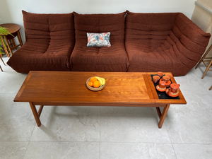 Large France & Son Danish teak coffee table extendable