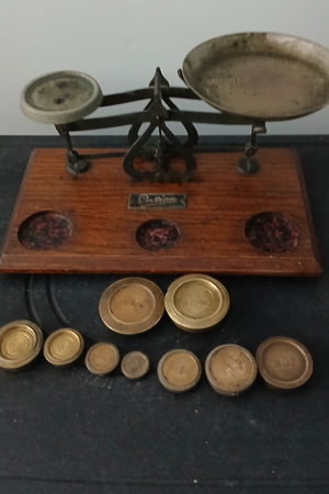 Vintage Scales On Wooden Base