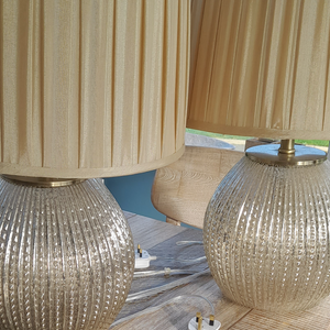 Pair of pale gold table lamps